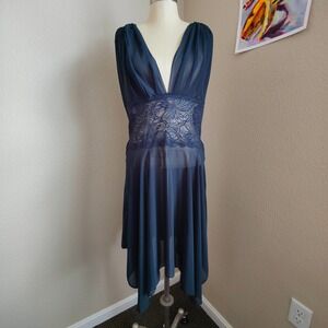 Victorias Secret Sheer Chiffon Lace Slip Dress Babydoll Handkerchief Whimsygoth